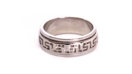 Men's 925 Sterling Silver Greek Key Spinner Band