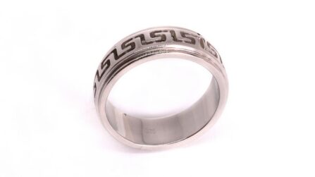 Men's 925 Sterling Silver Greek Key Spinner Band