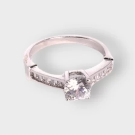 Sterling Silver and Cubic Zirconia Engagement Ladies Ring