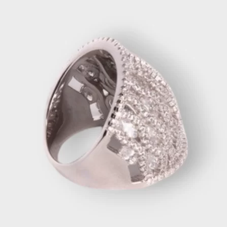 Elegant Cubic Zirconia Thick Band Sterling Silver Ladies Wedding Ring