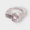 Big Round Stone Studded Cubic Zirconia with Sterling Silver Ladies Wedding Ring