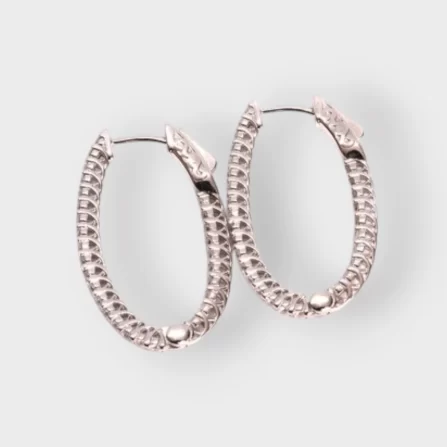 Oval Hoop Sterling Silver 925 Earring Set