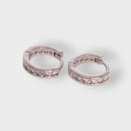 Cubic Zirconia Loop 925 Sterling Silver Earing