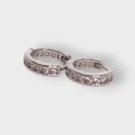 Cubic Zirconia Loop 925 Sterling Silver Earing