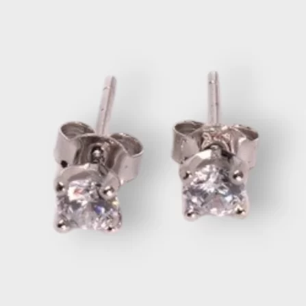 Small Cubic Zirconia Stud Sterling Silver 925 Earrings
