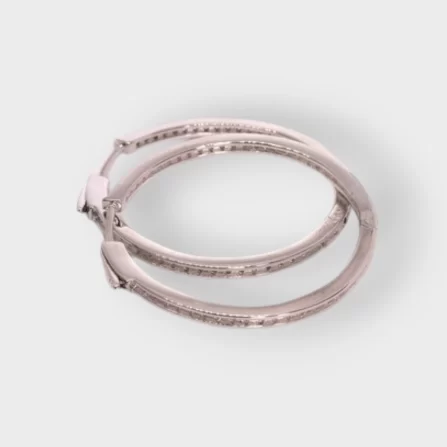 Big Round Cubic Zirconia Loop Sterling Silver Earring