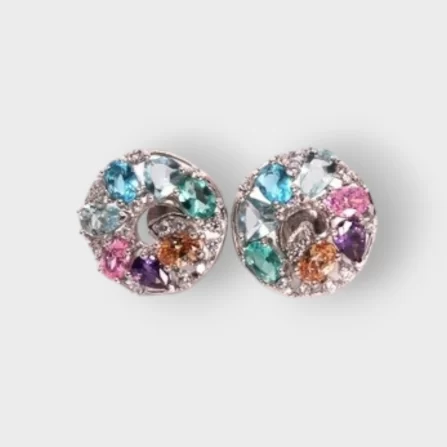 Cubic Zirconia Coloured Stone Sterling Silver 925 Earring