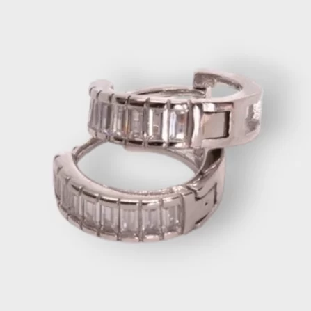 Square Cubic Zirconia Sterling Silver 925 Earring Set